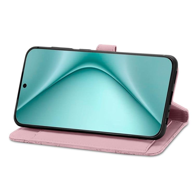 For Huawei Pura 70 Pro+ Embossed Flower Zipper Leather Phone Case(Pink)