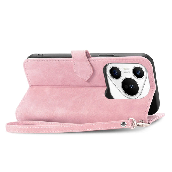 For Huawei Pura 70 Pro+ Embossed Flower Zipper Leather Phone Case(Pink)