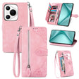 For Huawei Pura 70 Ultra Embossed Flower Zipper Leather Phone Case(Pink) - free shipping - PMC Jewellery - Order now!