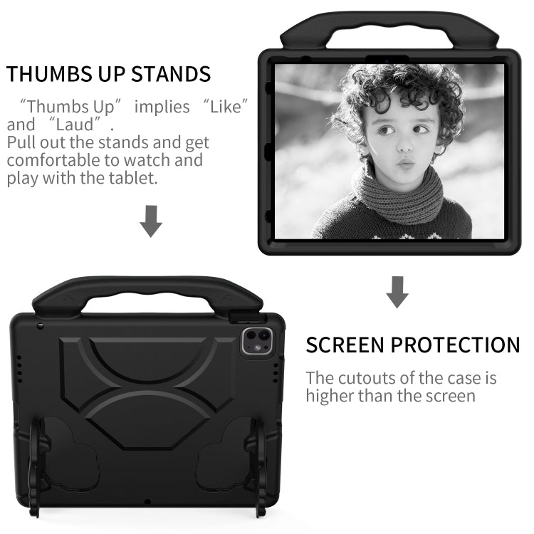 For iPad Pro 13 2024 Children EVA Shockproof Tablet Case with Thumb Bracket(Black)