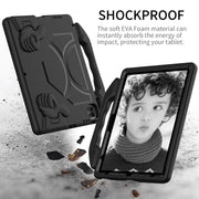 For iPad Pro 13 2024 Children EVA Shockproof Tablet Case with Thumb Bracket(Black)