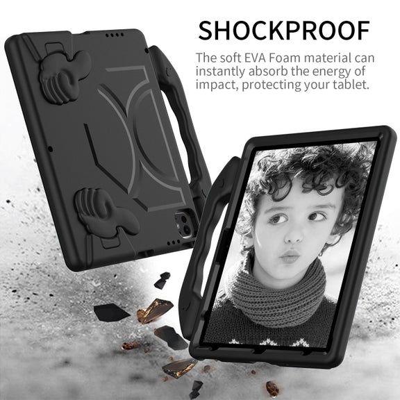 For iPad Pro 13 2024 Children EVA Shockproof Tablet Case with Thumb Bracket(Black)