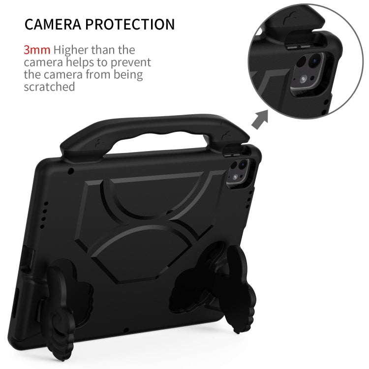For iPad Pro 13 2024 Children EVA Shockproof Tablet Case with Thumb Bracket(Black)