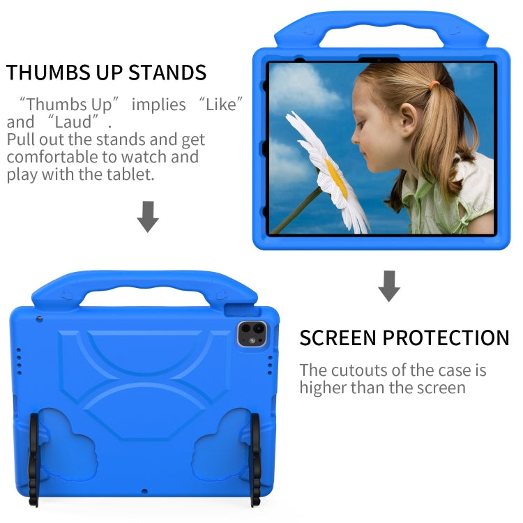 For iPad Pro 13 2024 Children EVA Shockproof Tablet Case with Thumb Bracket(Blue)