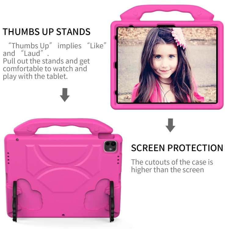 For iPad Pro 13 2024 Children EVA Shockproof Tablet Case with Thumb Bracket(RoseRed)