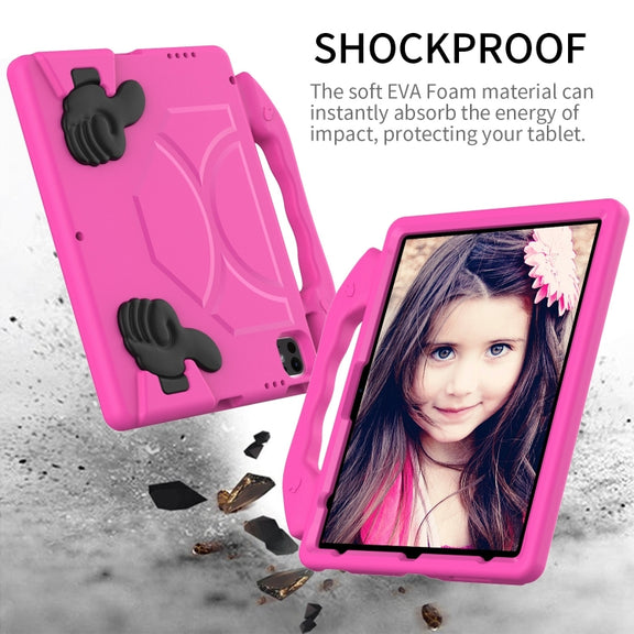For iPad Pro 13 2024 Children EVA Shockproof Tablet Case with Thumb Bracket(RoseRed)