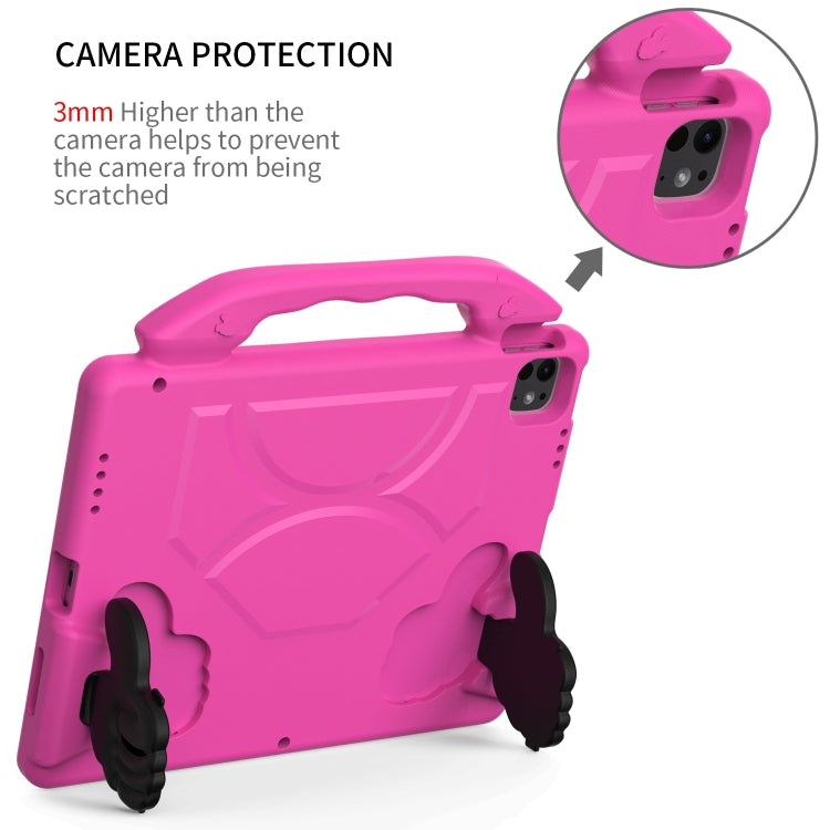 For iPad Pro 13 2024 Children EVA Shockproof Tablet Case with Thumb Bracket(RoseRed)