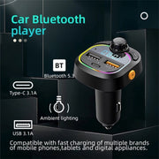 C6 Type-C+2 USB Fast Charger Audio MP3 Player Digital Display FM Car Bluetooth Transmitter