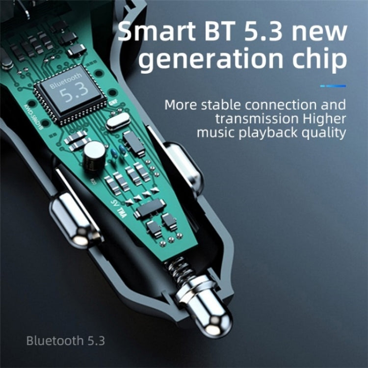 C6 Type-C+2 USB Fast Charger Audio MP3 Player Digital Display FM Car Bluetooth Transmitter