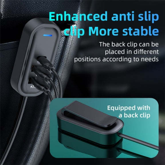 K5 3 USB Fast Charging Car Charger 66W Extension Cord Design 5 Ports Charging Adapter
