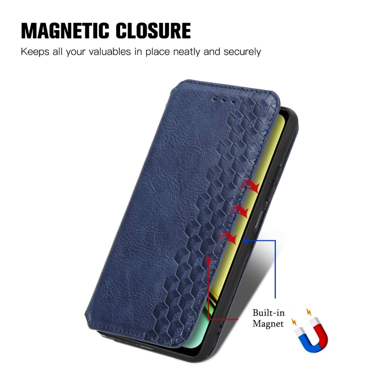 For Realme C65 Cubic Grid Pressed Magnetic Leather Phone Case(Blue)