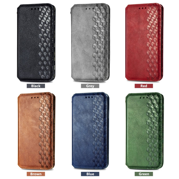 For Realme C65 Cubic Grid Pressed Magnetic Leather Phone Case(Blue)