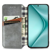 For Huawei Pura 70 Cubic Grid Pressed Magnetic Leather Phone Case(Gray)