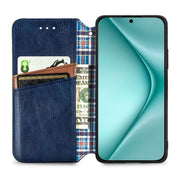 For Huawei Pura 70 Pro Cubic Grid Pressed Magnetic Leather Phone Case(Blue)