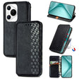 For Huawei Pura 70 Pro Cubic Grid Pressed Magnetic Leather Phone Case(Black) - free shipping - PMC Jewellery - Order now!