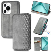 For Huawei Pura 70 Pro Cubic Grid Pressed Magnetic Leather Phone Case(Gray)