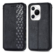 For Huawei Pura 70 Pro+ Cubic Grid Pressed Magnetic Leather Phone Case(Black)