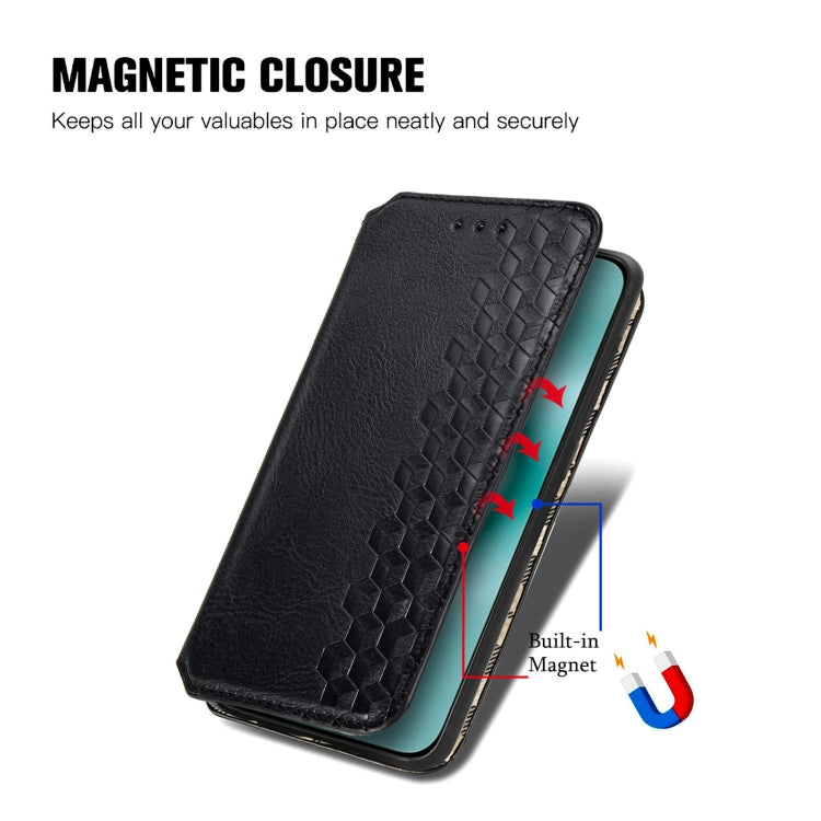 For Huawei Pura 70 Pro+ Cubic Grid Pressed Magnetic Leather Phone Case(Black)