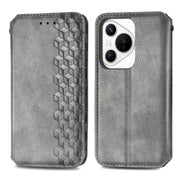 For Huawei Pura 70 Ultra Cubic Grid Pressed Magnetic Leather Phone Case(Gray)