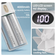 FC1 100 Wind Speed Levels Summer Cooler Desktop Fan Turbine Handheld Fan(White)
