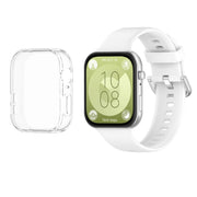 For Huawei Watch Fit3 Silicone Soft Watch Band + Clear Watch Protective Case Set(White)