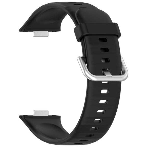 For Huawei Watch Fit3 Silicone Soft Watch Band + Clear Watch Protective Case Set(Black)