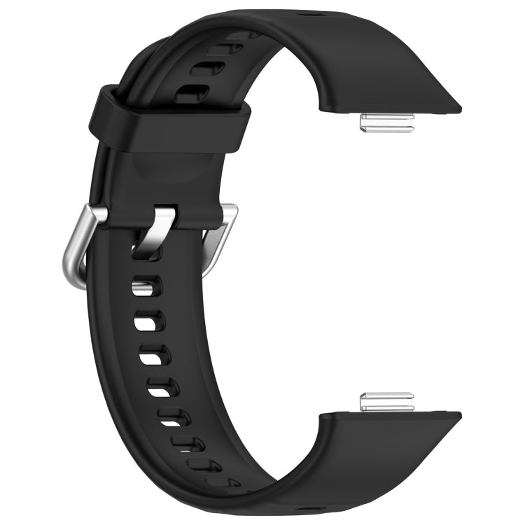 For Huawei Watch Fit3 Silicone Soft Watch Band + Clear Watch Protective Case Set(Black)