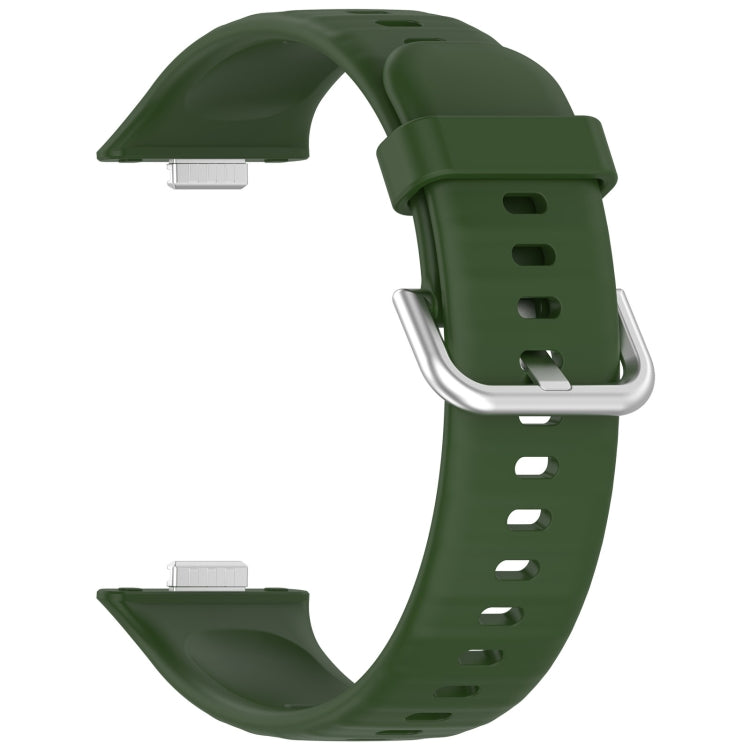For Huawei Watch Fit3 Silicone Soft Watch Band + Clear Watch Protective Case Set(Army Green)