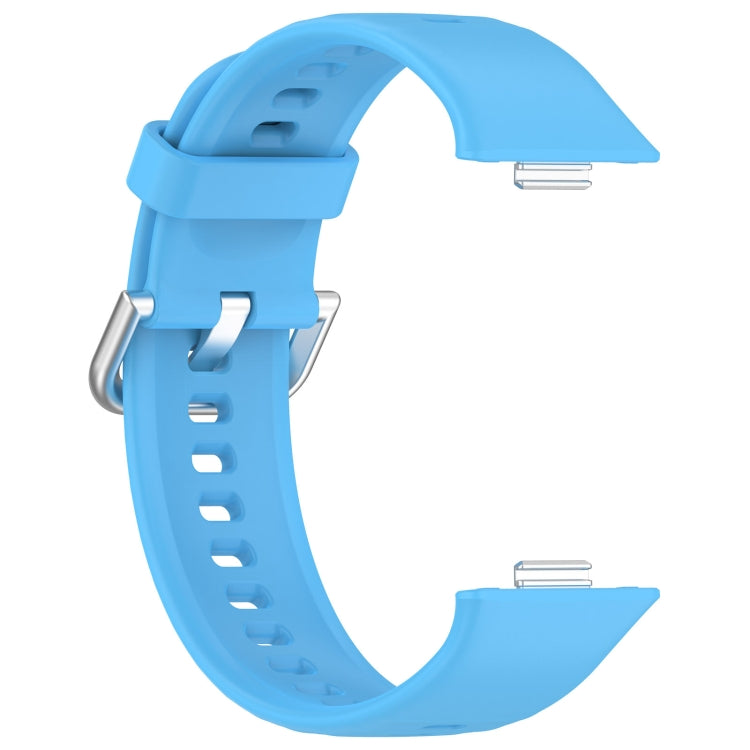 For Huawei Watch Fit3 Silicone Soft Watch Band + Clear Watch Protective Case Set(Sky Blue)