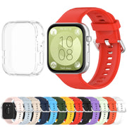For Huawei Watch Fit3 Silicone Soft Watch Band + Clear Watch Protective Case Set(Lilac Purple)