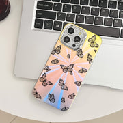 For iPhone 16 Plus Electroplating Laser Butterfly Phone Case(Blue Butterflies AB4)