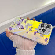 For iPhone 16 Plus Electroplating Laser Butterfly Phone Case(Blue Butterflies AB4)