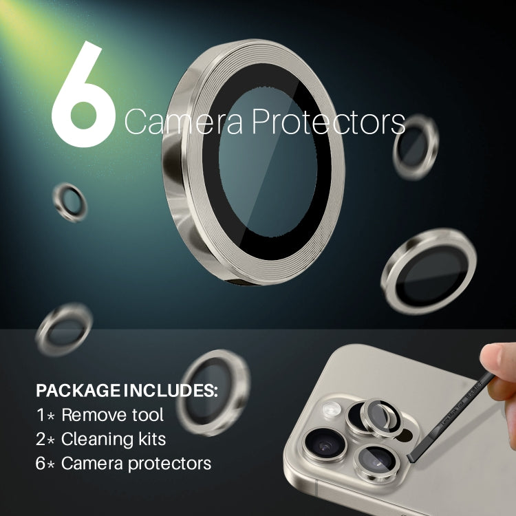 For iPhone 15 Pro / 15 Pro Max NORTHJO 2 Set 6pcs Camera Lens Protector Cover Metal Ring(Natural)