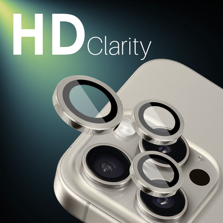 For iPhone 15 Pro / 15 Pro Max NORTHJO 2 Set 6pcs Camera Lens Protector Cover Metal Ring(Natural)