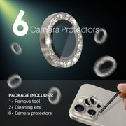 For iPhone 15 Pro / 15 Pro Max NORTHJO 2 Set 6pcs Camera Lens Protector Glitter Metal Ring Film(Natural)