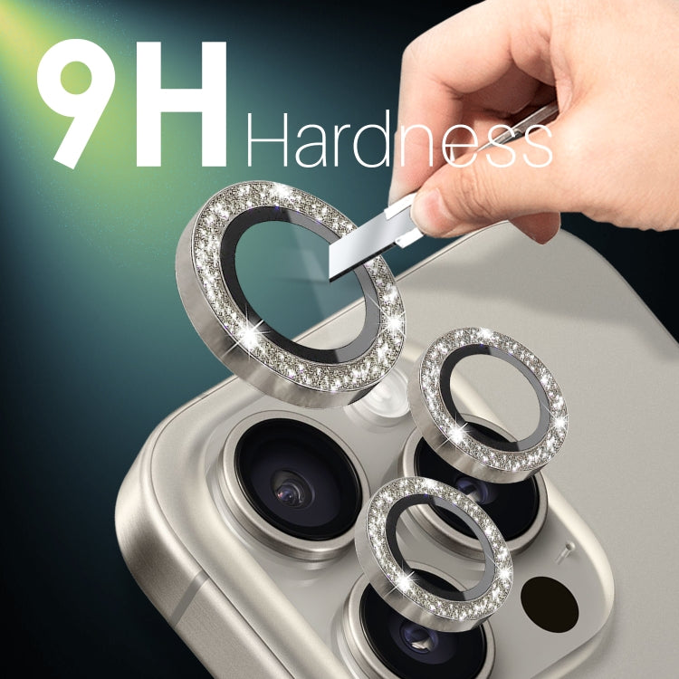 For iPhone 15 Pro / 15 Pro Max NORTHJO 2 Set 6pcs Camera Lens Protector Glitter Metal Ring Film(Natural)