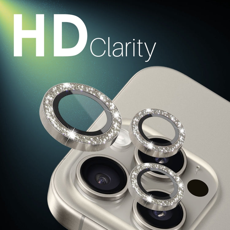 For iPhone 15 Pro / 15 Pro Max NORTHJO 2 Set 6pcs Camera Lens Protector Glitter Metal Ring Film(Natural)