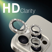 For iPhone 15 Pro / 15 Pro Max NORTHJO 2 Set 6pcs Camera Lens Protector Glitter Metal Ring Film(Natural)
