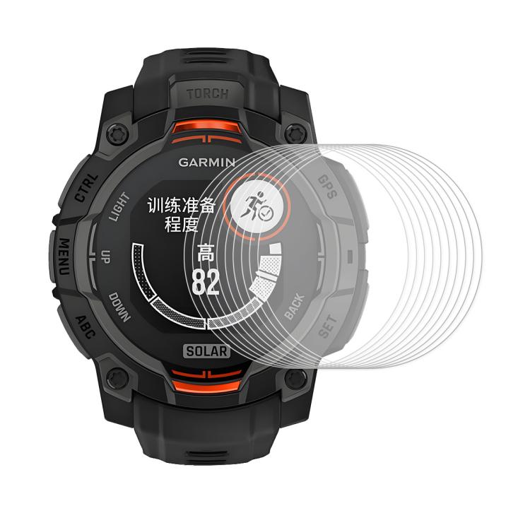 For Garmin Instinct 3 AMOLED / Solar 45mm 10pcs ENKAY Hat-Prince 0.2mm 9H Tempered Glass Screen Protector Watch Film