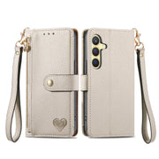 For Samsung Galaxy S25+ 5G Love Zipper Lanyard Leather Phone Case(Gray)