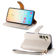 For Samsung Galaxy S25+ 5G Love Zipper Lanyard Leather Phone Case(Gray)