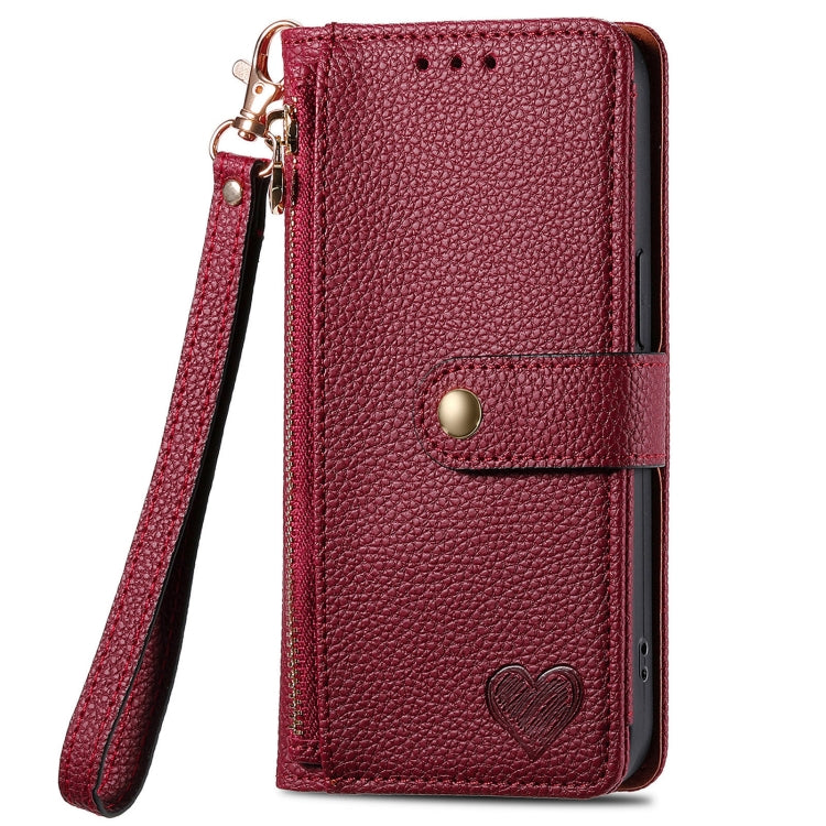 For Samsung Galaxy S25 Ultra 5G Love Zipper Lanyard Leather Phone Case(Red)