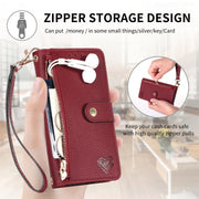 For Samsung Galaxy S25+ 5G Love Zipper Lanyard Leather Phone Case(Gray)