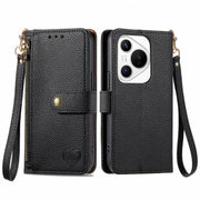 For Huawei Pura 70 Love Zipper Lanyard Leather Phone Case(Black)