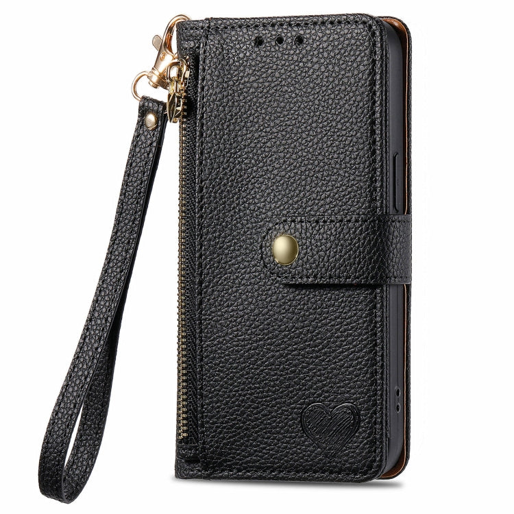 For Huawei Pura 70 Love Zipper Lanyard Leather Phone Case(Black)