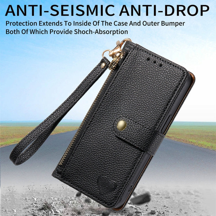 For Huawei Pura 70 Love Zipper Lanyard Leather Phone Case(Black)
