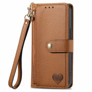 For Huawei Pura 70 Love Zipper Lanyard Leather Phone Case(Brown)