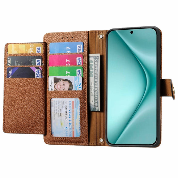 For Huawei Pura 70 Love Zipper Lanyard Leather Phone Case(Brown)