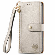For Huawei Pura 70 Love Zipper Lanyard Leather Phone Case(Gray)