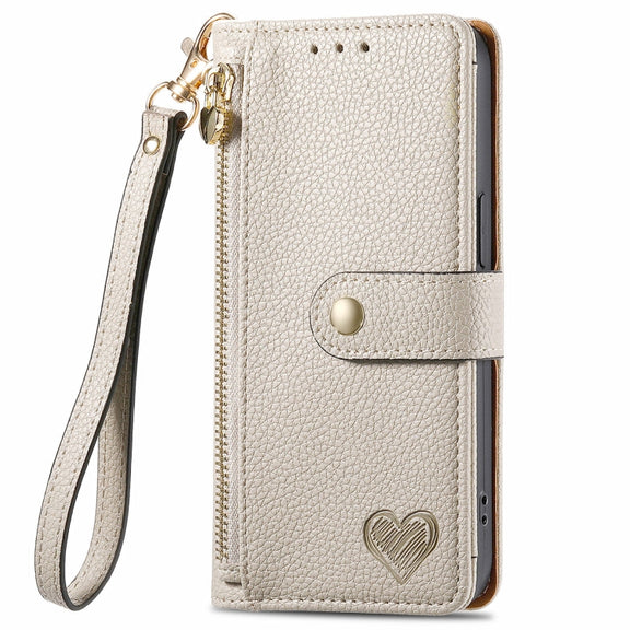 For Huawei Pura 70 Love Zipper Lanyard Leather Phone Case(Gray)